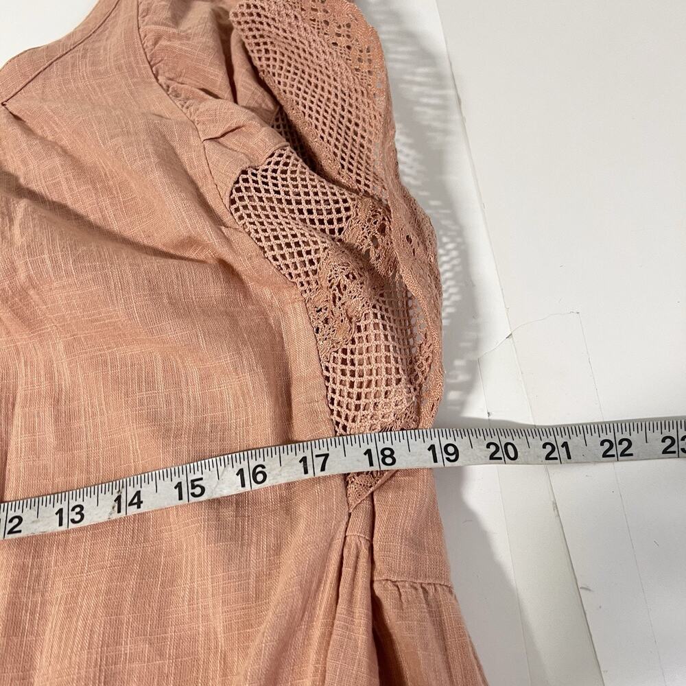Old Navy Gauze Dress Peach Flutter Crochet Sleeves Women Large Pockets Cotton - Picture 11 of 13